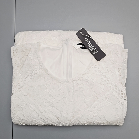 Lace Cotton Eyelet Detail Dress Off White - Picture 2 of 9